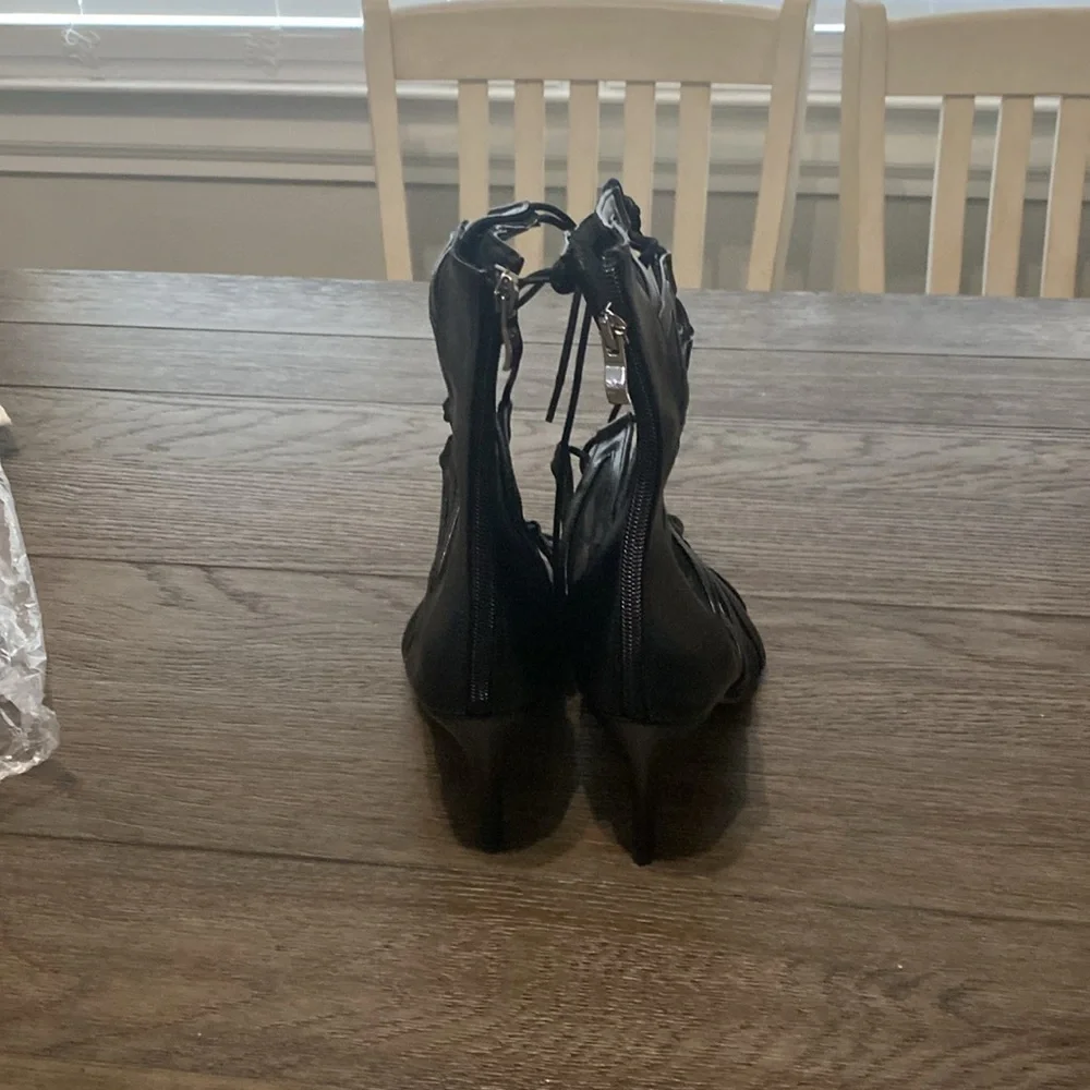 NWT BURJU Vikky Open Toe Strappy Mesh Cut Out Lace Up Ankle Boots | Size 11 - Picture 7 of 12